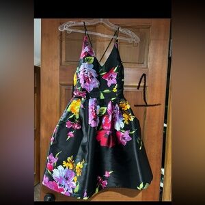 Macy's Black Dress with Bold Floral Accents